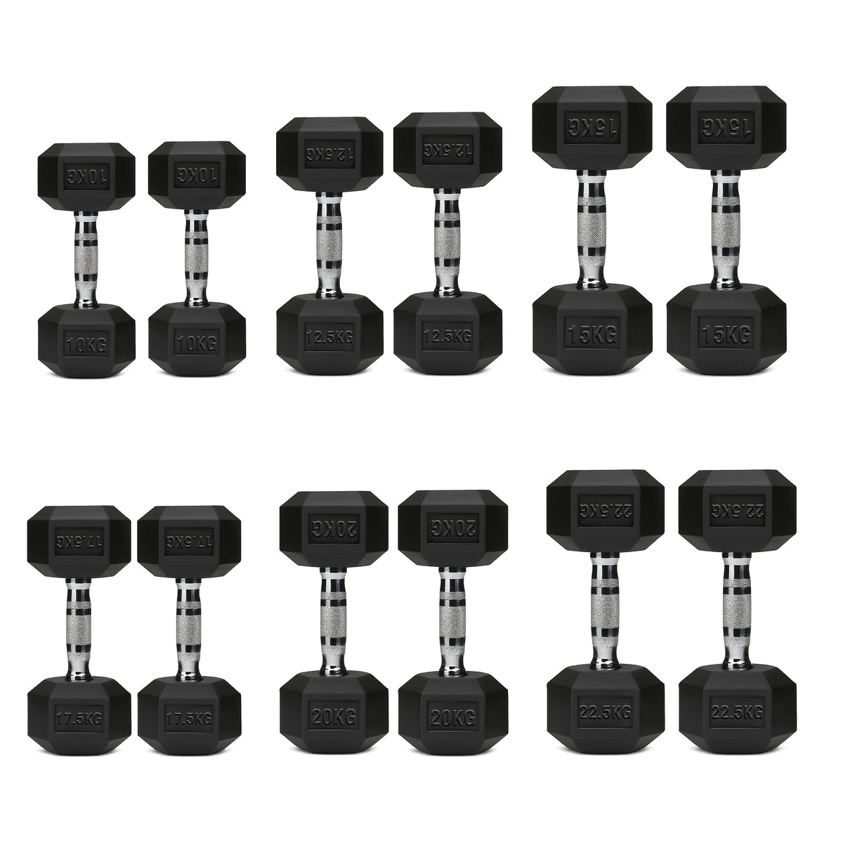 Hex Dumbbells 6 Tier Rack with or without Weights & Bench – Vertical Dumbbell Storage Stand for Home Gym (2.5kg–30kg)