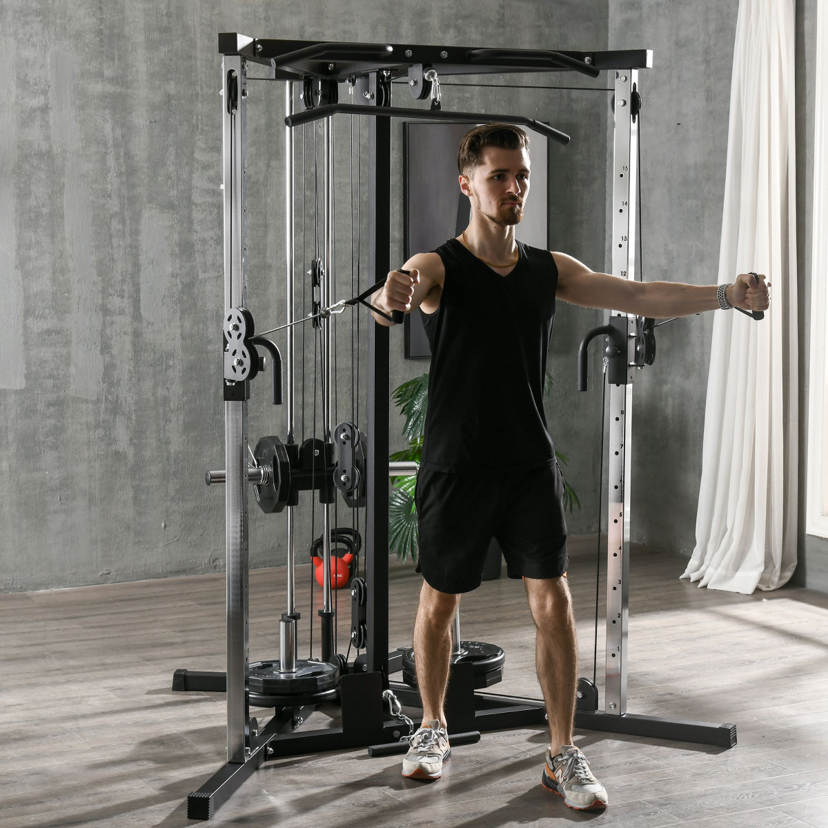 SPORTNOW Home Gym Machine, 15-Position Adjustable Training Workout Station