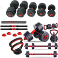 6-in-1 Adjustable Dumbbell, Barbell & Kettlebell Set – 20kg to 40kg – Customisable Home Gym Strength Training Weights