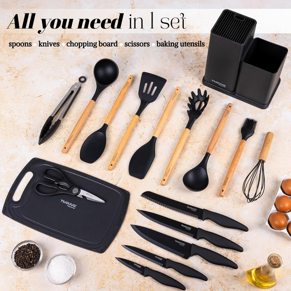 17-Piece Kitchen Utensil & Knife Set