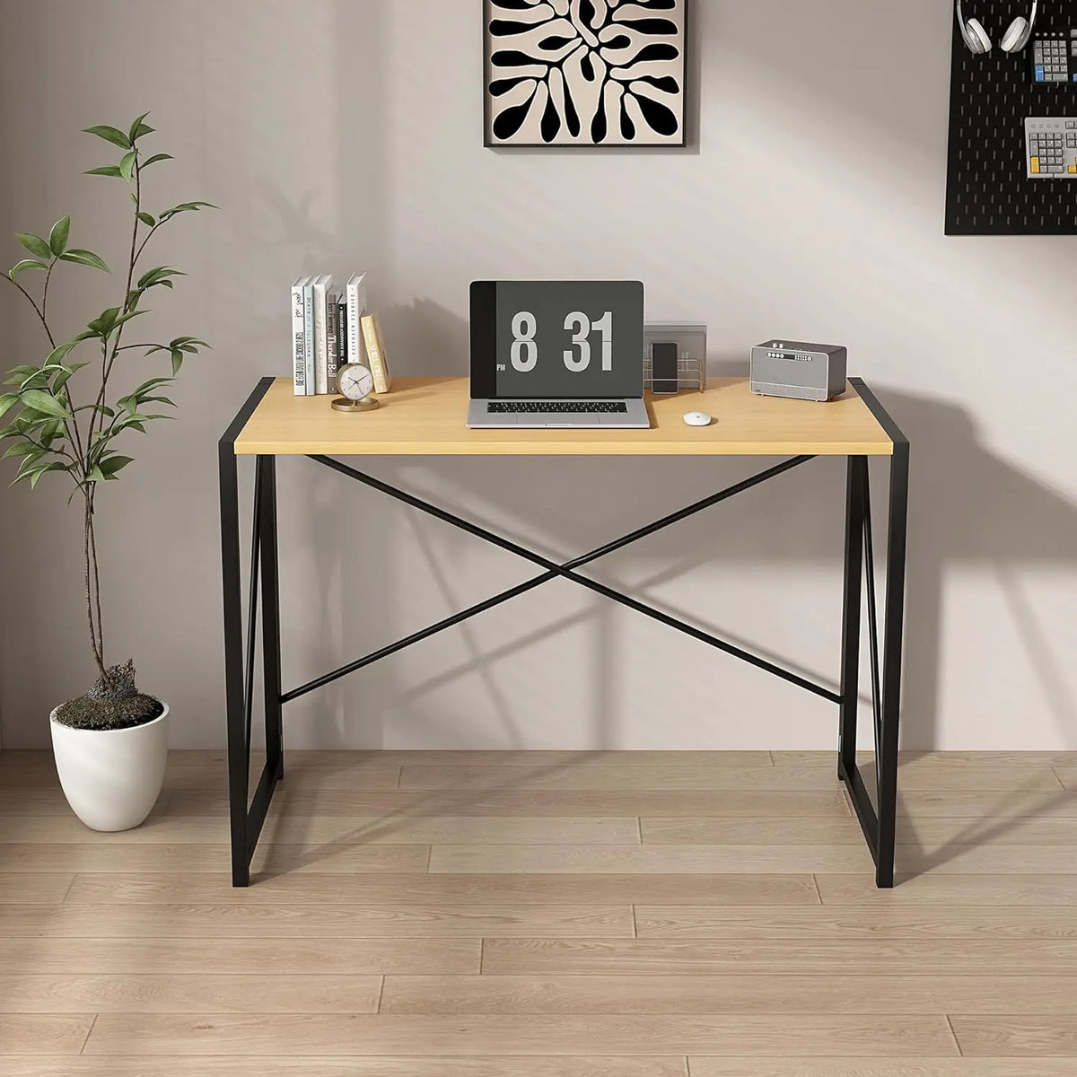 mcc direct Folding Desk Workstation Foldable Computer Desk for Office Home Study Writing Table No Assembly Miami-80cm