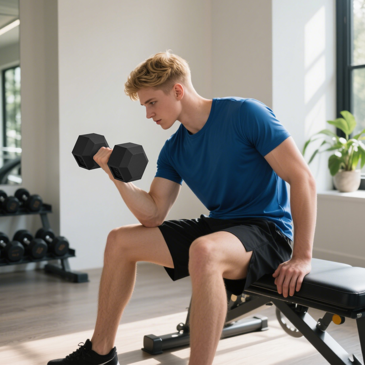 HOMCOM Rubber Hex Dumbbell Portable Hand Weights for Home Gym
