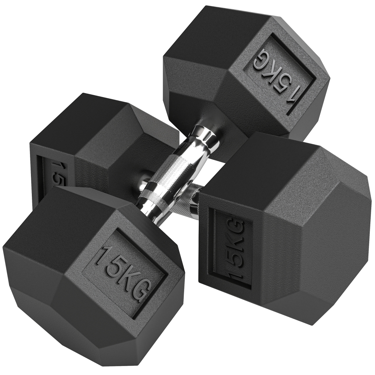 HOMCOM Rubber Hex Dumbbell Portable Hand Weights for Home Gym