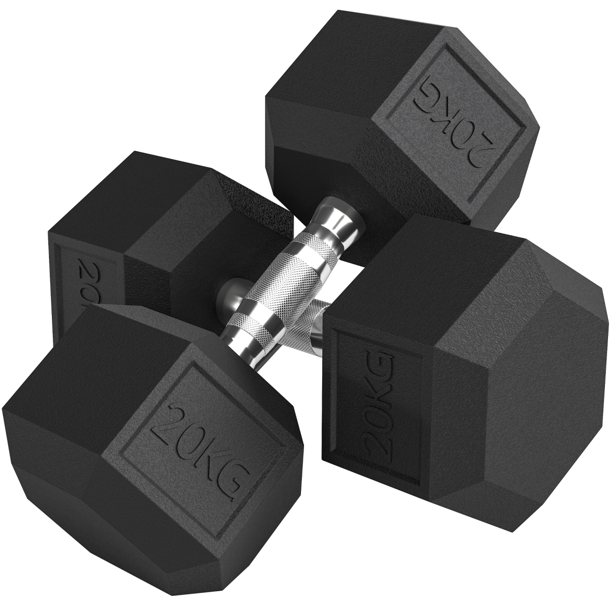 HOMCOM Rubber Hex Dumbbell Portable Hand Weights for Home Gym